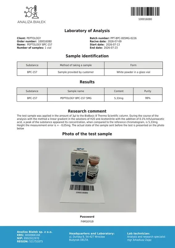 BPC-157 5 mg/10 mg – Pentadecapeptide sintetico per la ricerca – immagine 2