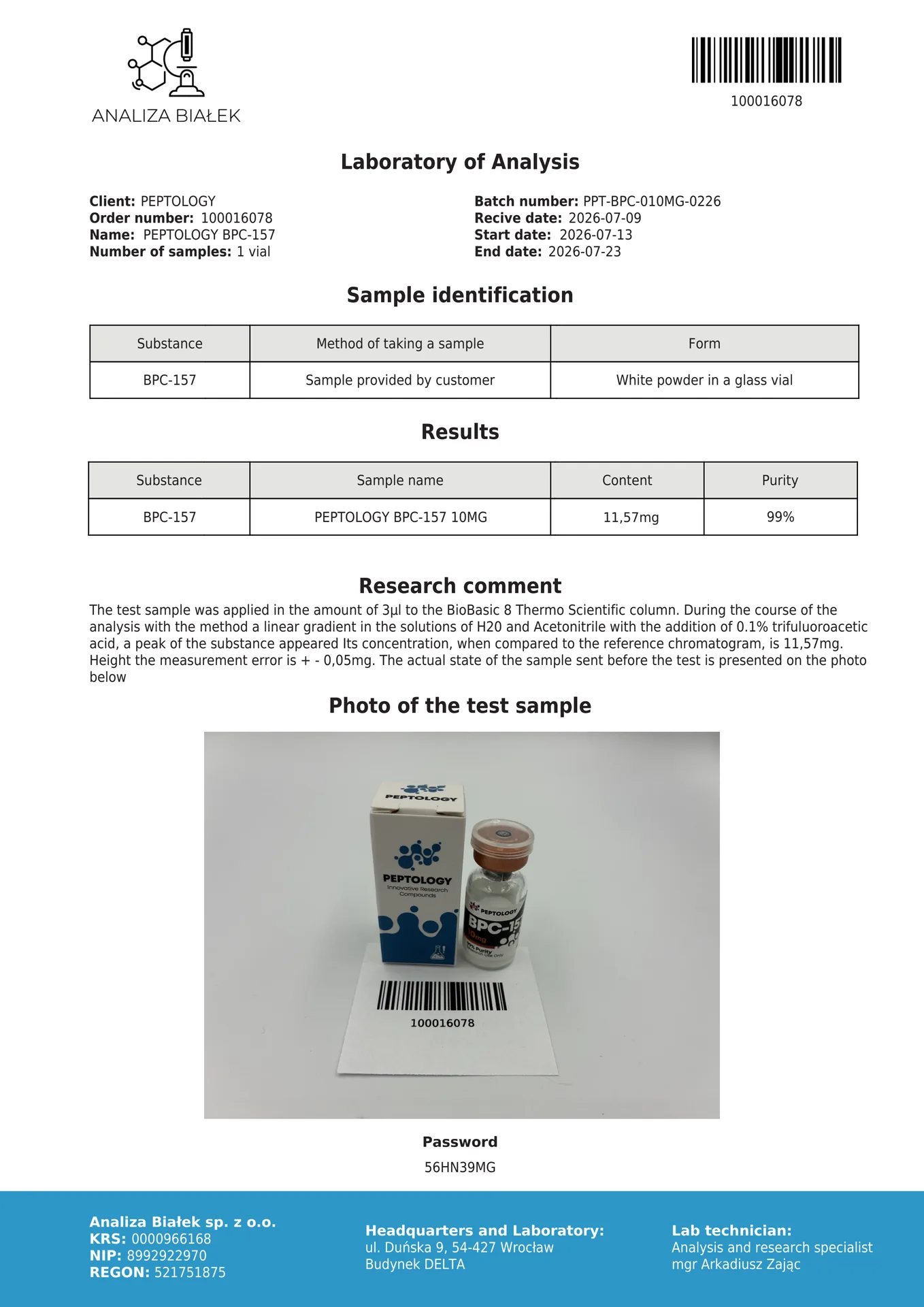 BPC-157 5 mg/10 mg – Pentadecapeptide sintetico per la ricerca – immagine 3