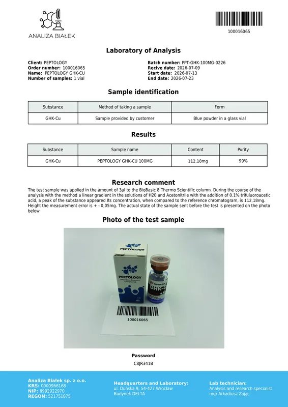 GHK-Cu 100 mg – Tripeptide di rame (Gly-His-Lys) per la ricerca – immagine 2