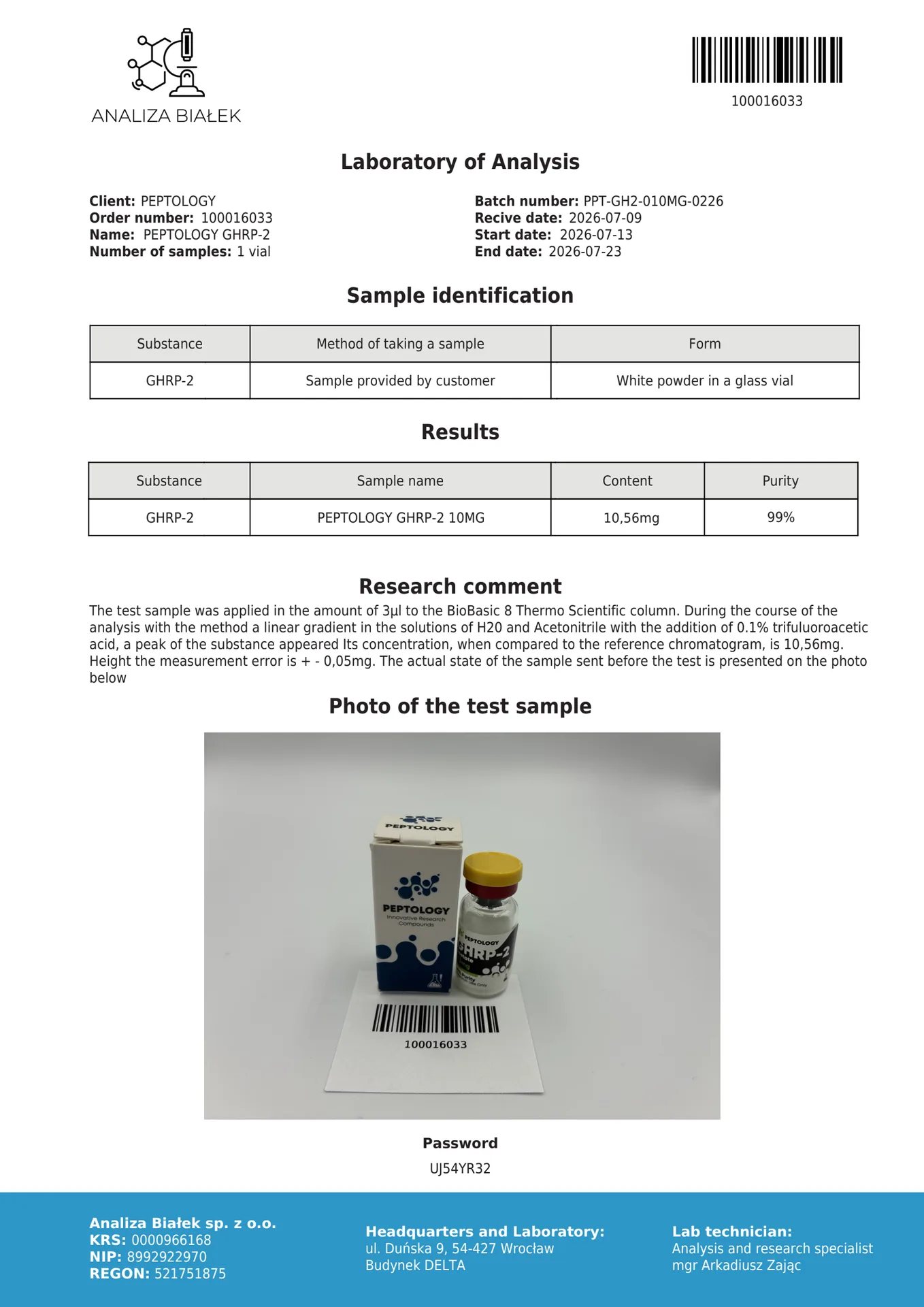GHRP-2 10 mg – Mimetico della grelina (agonista del GHS-R1a) per la secrezione di GH – immagine 2