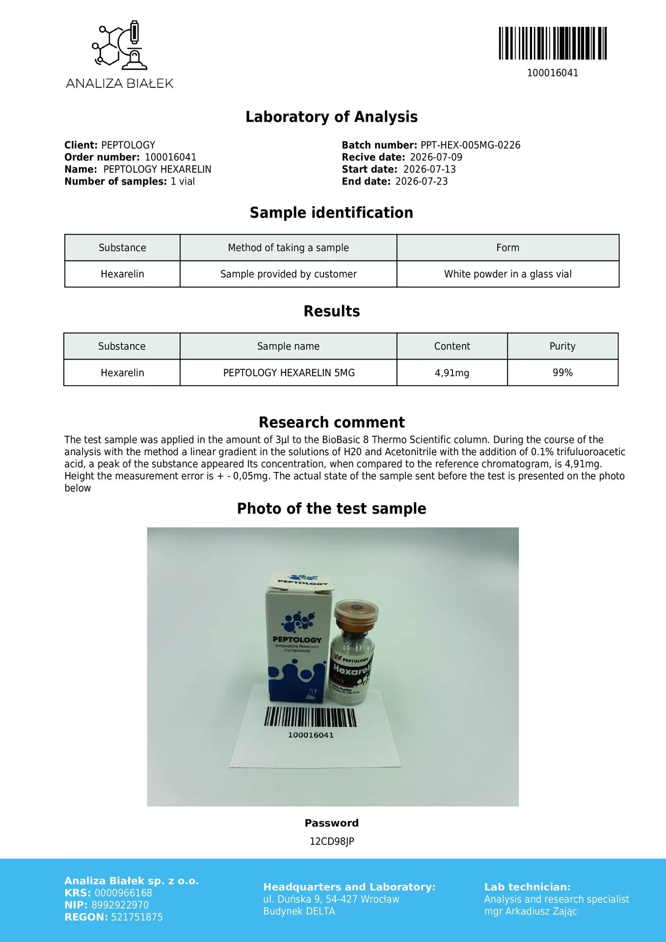 Hexarelin 5 mg – Secretagogo del GH (agonista del GHS-R1a) – immagine 2