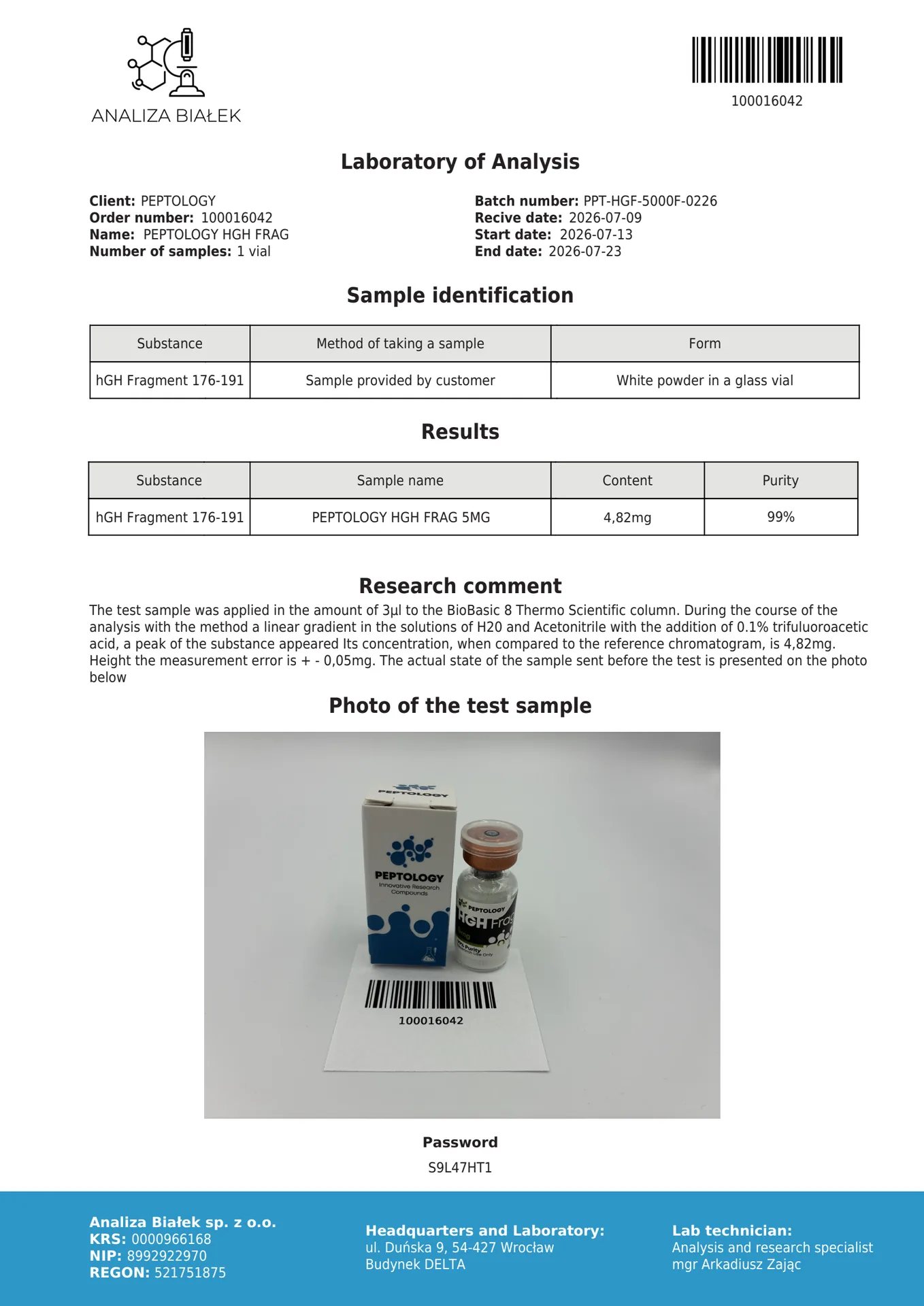HGH Frag 5mg – Frammento 176-191 dell'ormone della crescita – immagine 2